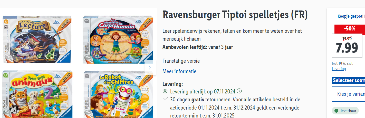 -50% Ravensburger Tiptoi spelletjes (FR)